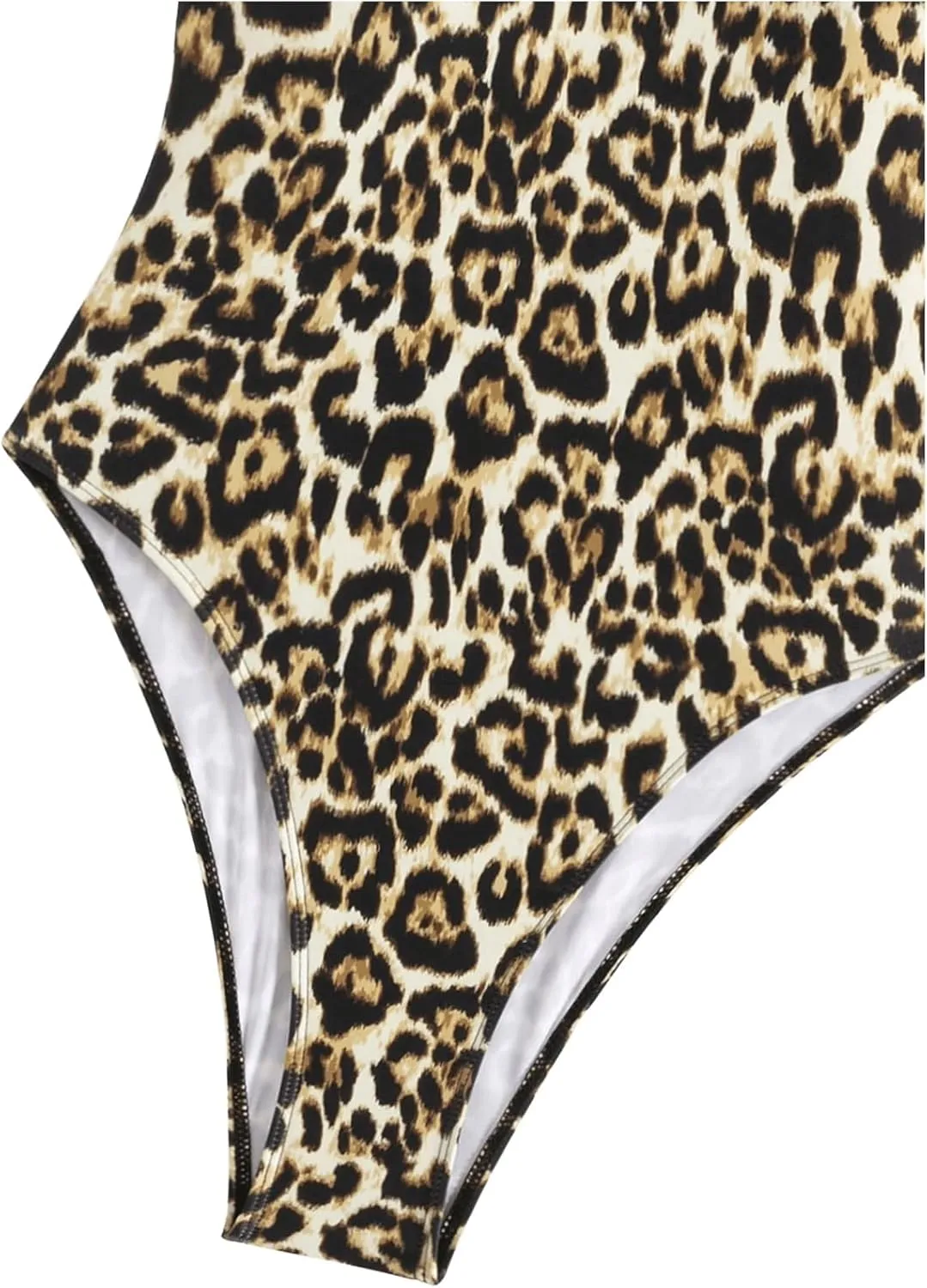 Floerns Women's Leopard Backless Scoop Neck High Cut One Piece Swimsuit