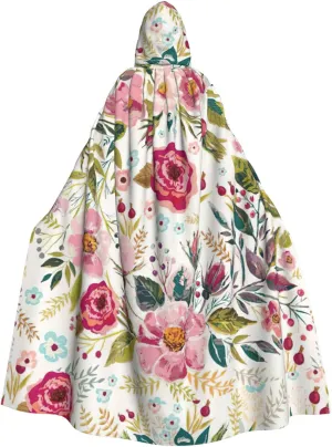 flower leaf Print Hooded Cloak Men Women  Versatile Cosplay Cloak Halloween Carnivals Theme Decor