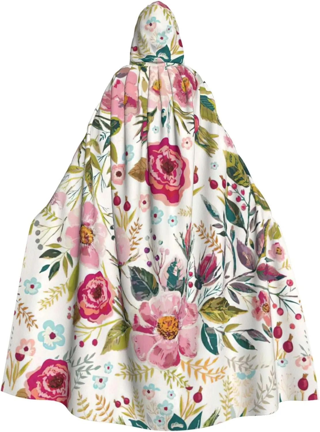 flower leaf Print Hooded Cloak Men Women  Versatile Cosplay Cloak Halloween Carnivals Theme Decor
