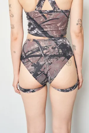 Forest Camo High Waist Garter Bikini Bottom