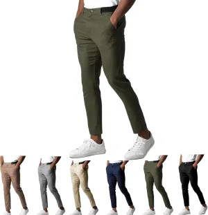 Foueo Active Chinos, Mens Chinos Slim Fit Stretch Skinny Tapered Dress Pants Casual Solid Trousers, Active Chinos Pants