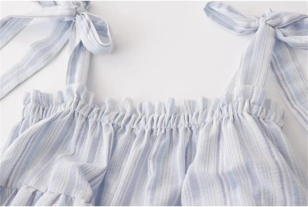French Striped Lace-Up Bow Loose Camisole Women's Summer Sleeveless Casual Versatile Camisole Top
