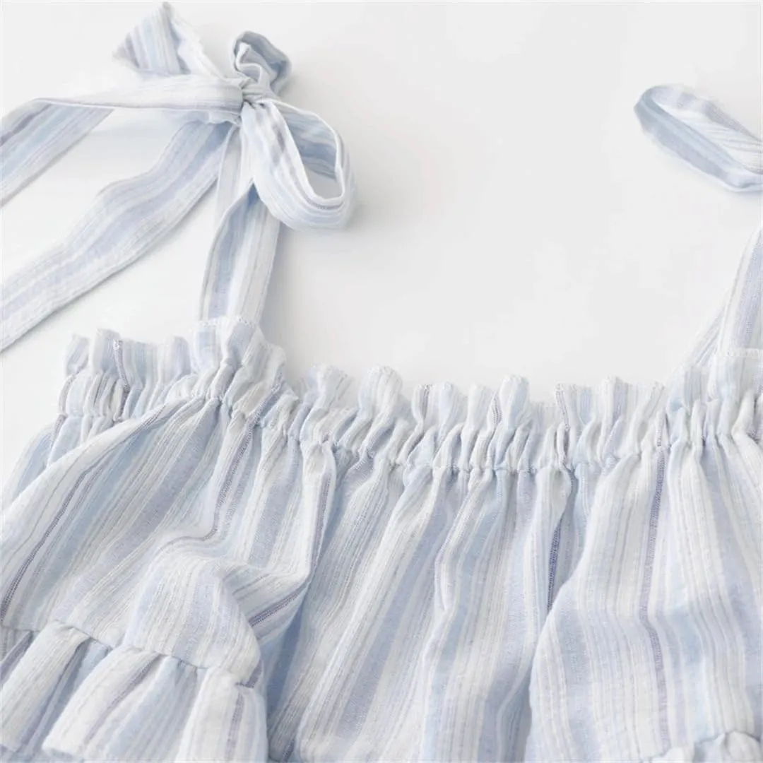 French Striped Lace-Up Bow Loose Camisole Women's Summer Sleeveless Casual Versatile Camisole Top