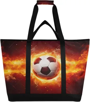 Funny Football Tote Bag for Women with Zipper Reusable Grocery Bags Foldable Insulated Cooler Bag Totes Shopping Bags Handbags for Groceries Travel Picnic Beach Work