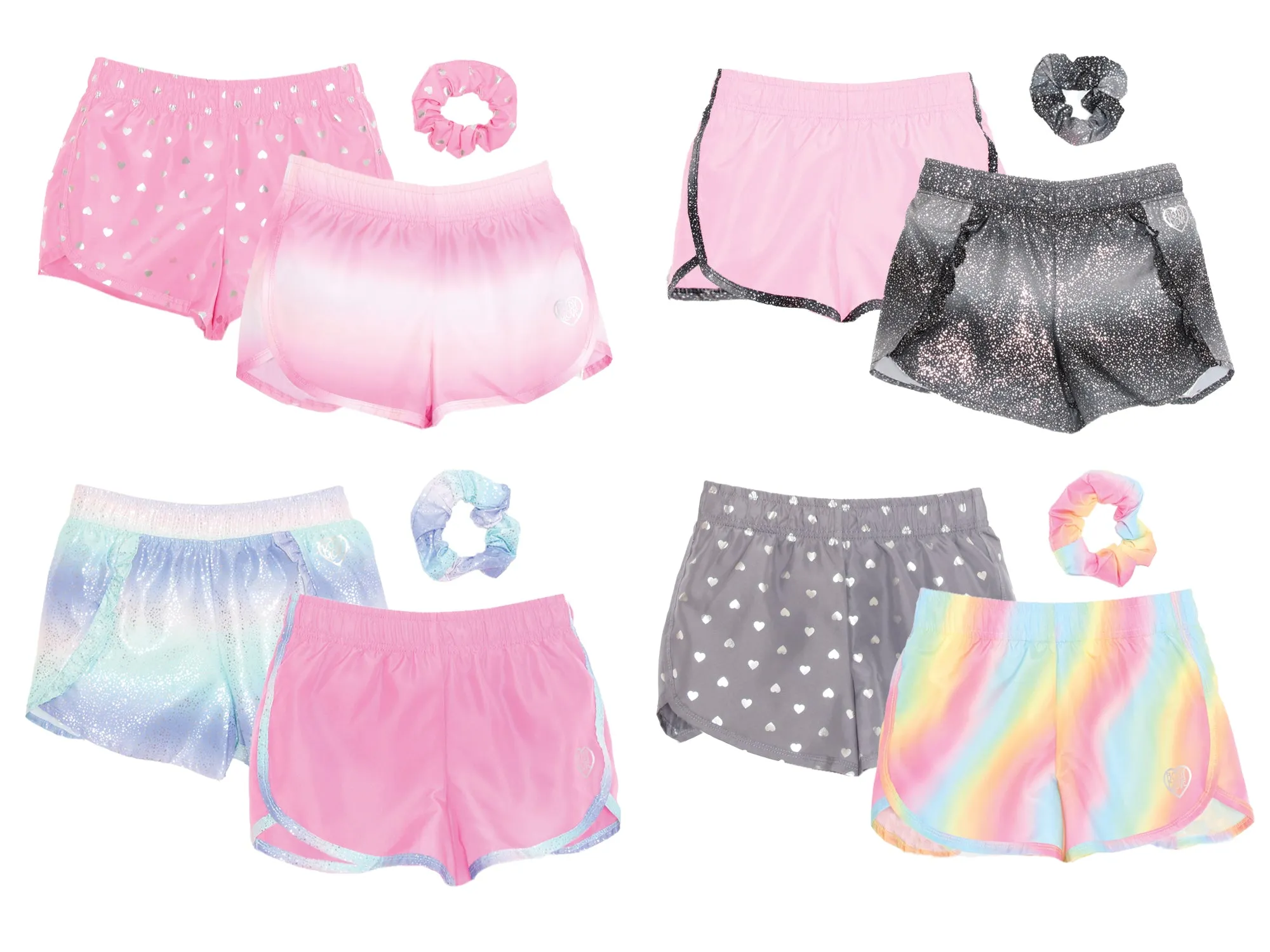 G-BSBG-3 - Wholesale Girl's Active Board Shorts with Matching Scrunchie Set