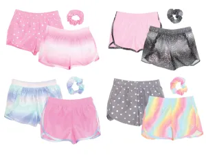 G-BSBG-3 - Wholesale Girl's Active Board Shorts with Matching Scrunchie Set
