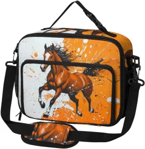 Galloping Horse Large Insulated Lunch Bag Reusable Lunch Cooler Bags Tote for Work Picnic Outdoor