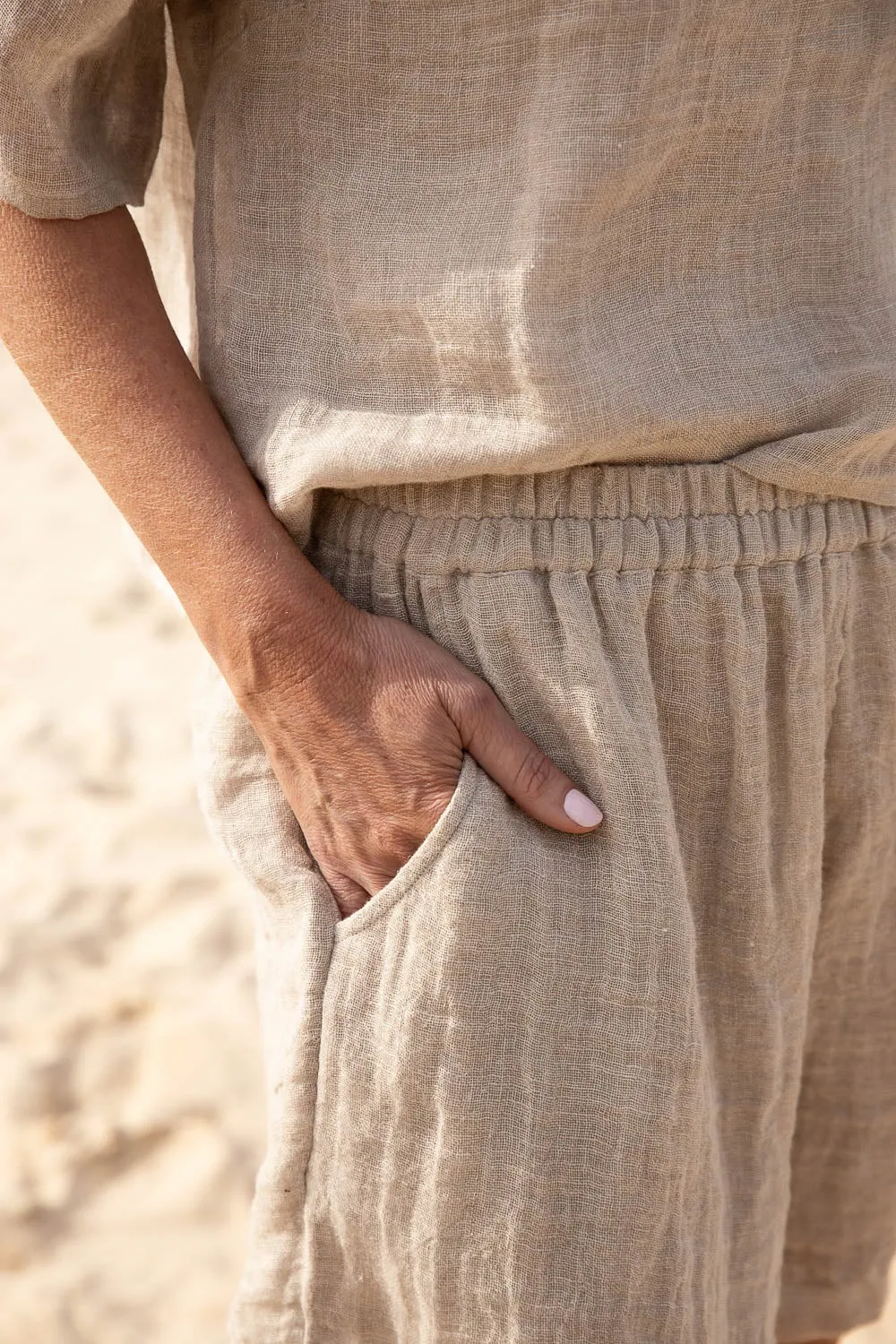 Gauze Linen Shorts | Natural