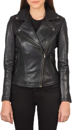Generic Genuine leather Jacket for women - Classic leather jacket for everyday wear - perfect for biker and fashionists (US, Alpha, X-Small, Regular, Regular, Black)