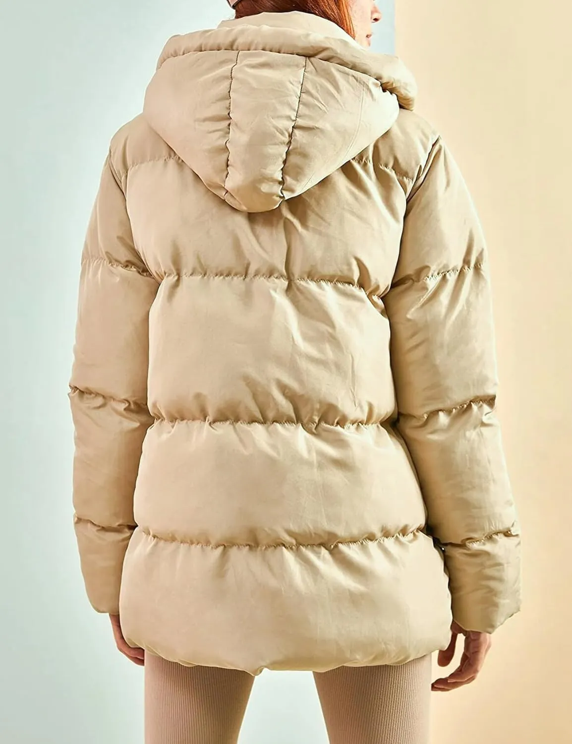 Gihuo Women's Winter Puffer Jacket Oversized Zip Up Long Quilted Coats Lightweight Stand Collar Padded Jackets with Hood