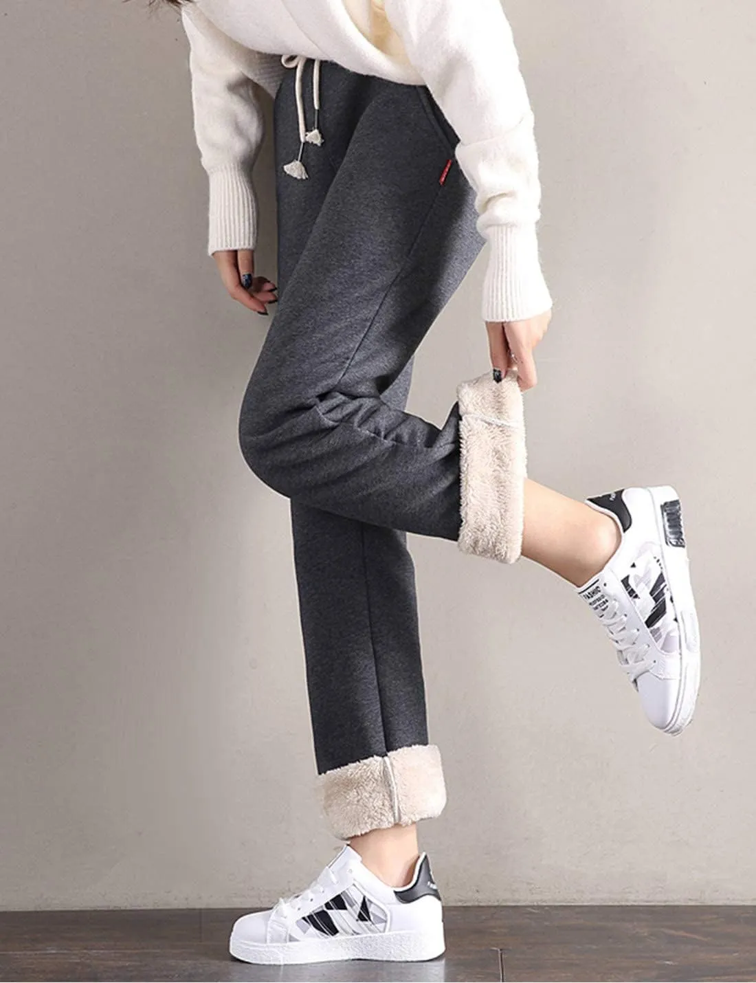 Gihuo Women's Winter Warm Sherpa Lined Sweatpants Fleece Pants