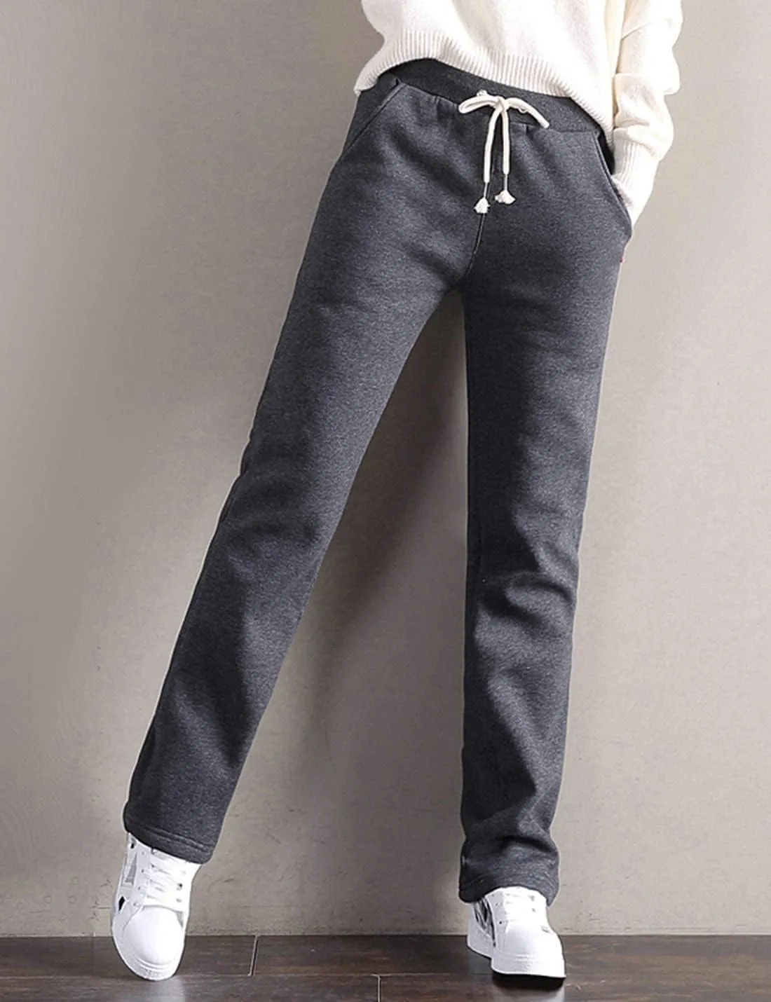 Gihuo Women's Winter Warm Sherpa Lined Sweatpants Fleece Pants