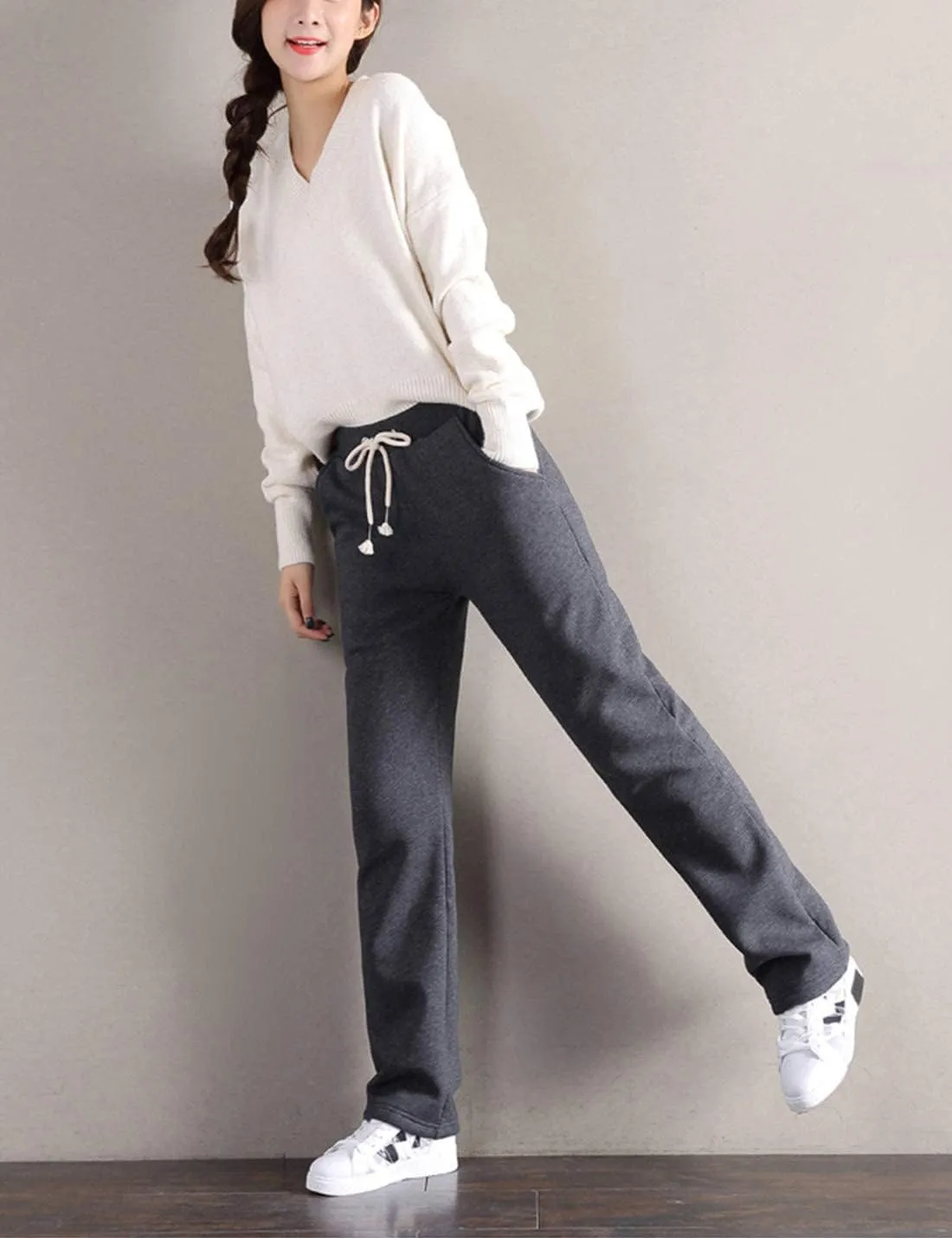 Gihuo Women's Winter Warm Sherpa Lined Sweatpants Fleece Pants