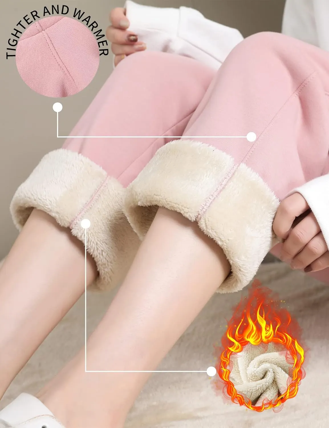 Gihuo Women's Winter Warm Sherpa Lined Sweatpants Fleece Pants