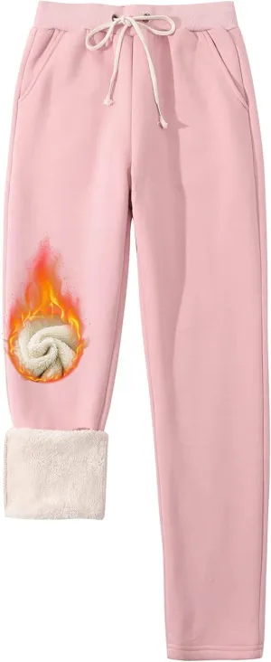 Gihuo Women's Winter Warm Sherpa Lined Sweatpants Fleece Pants