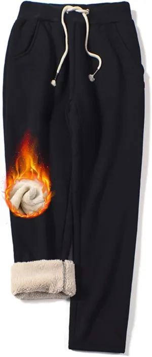 Gihuo Women's Winter Warm Sherpa Lined Sweatpants Fleece Pants