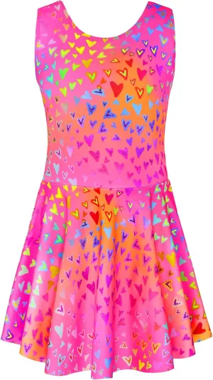 Girls Swimsuits Kids One Piece Sleeveless Swimwear Skirted Bathing Suit Summer Swim Dress with UPF 50  Sun Protection