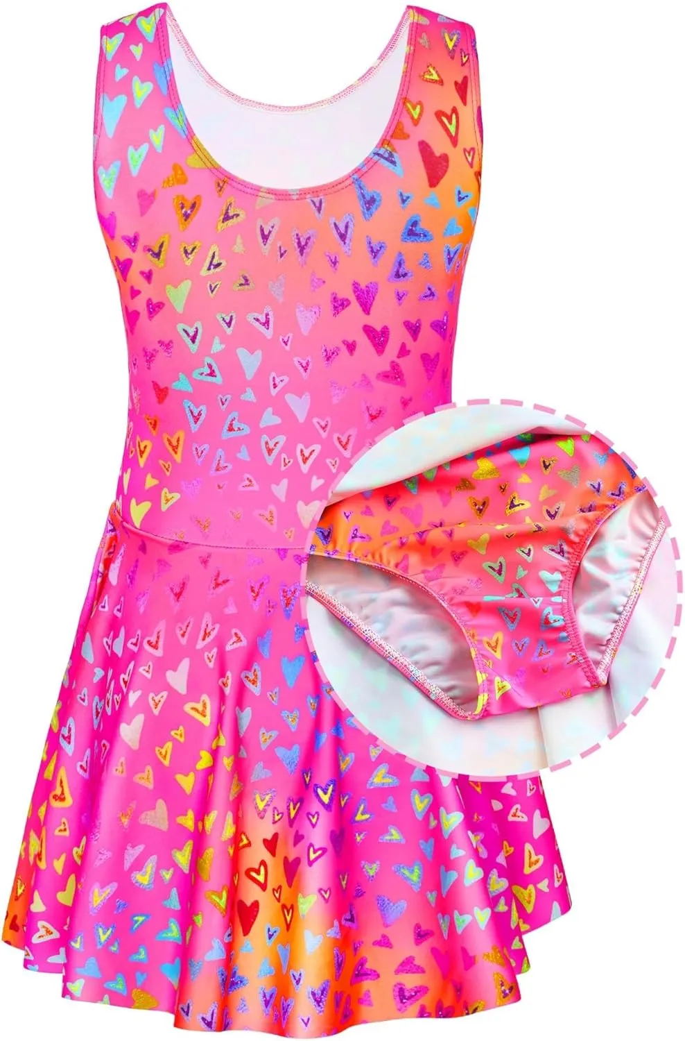 Girls Swimsuits Kids One Piece Sleeveless Swimwear Skirted Bathing Suit Summer Swim Dress with UPF 50  Sun Protection
