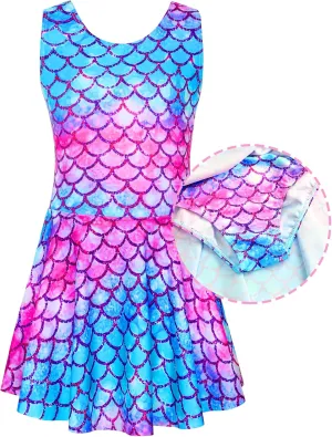 Girls Swimsuits Kids One Piece Sleeveless Swimwear Skirted Bathing Suit Summer Swim Dress with UPF 50  Sun Protection