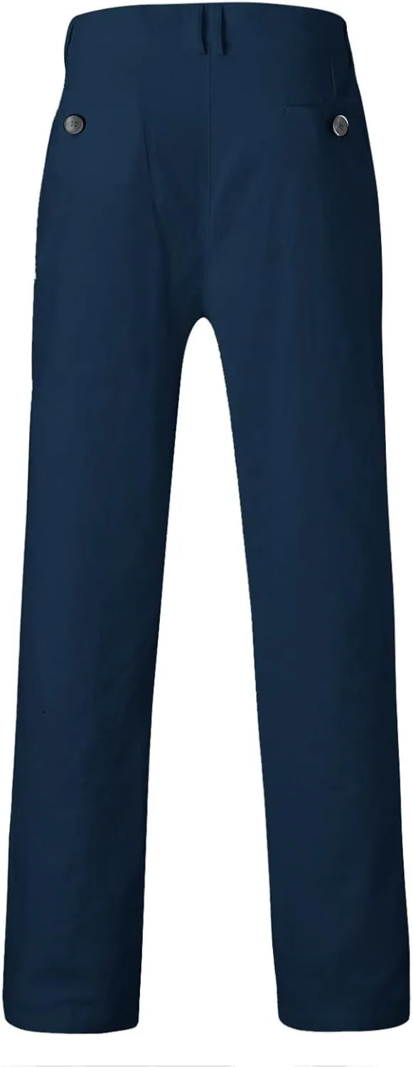 GOKKILRW Mens Slim Fit Dress Tapered Leg Pants Casual Business Office Work Pants Comfy Flat-Front Stretch Chino Golf Trousers