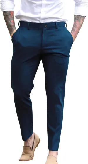 GOKKILRW Mens Slim Fit Dress Tapered Leg Pants Casual Business Office Work Pants Comfy Flat-Front Stretch Chino Golf Trousers