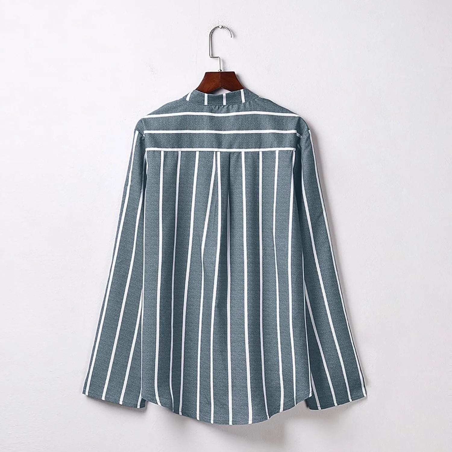 GOKKILRW Womens Cotton Linen Shirts Long Sleeve Button Down Lighweight Spring Summer Striped Dressy Blouses Casual Work Tops