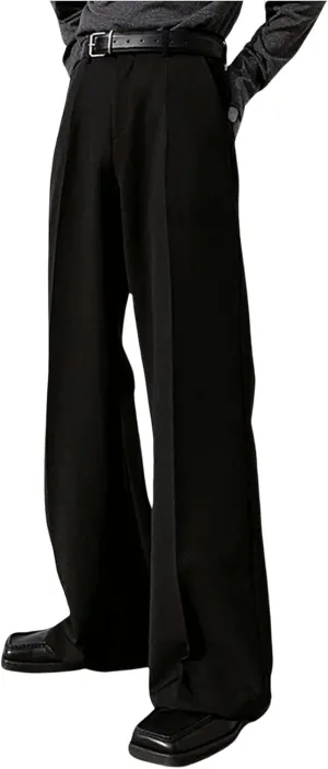 GORGLITTER Men's Wide Leg Flare Dress Pants Baggy Suit Trousers Office Business Causal Outfits with Pockets
