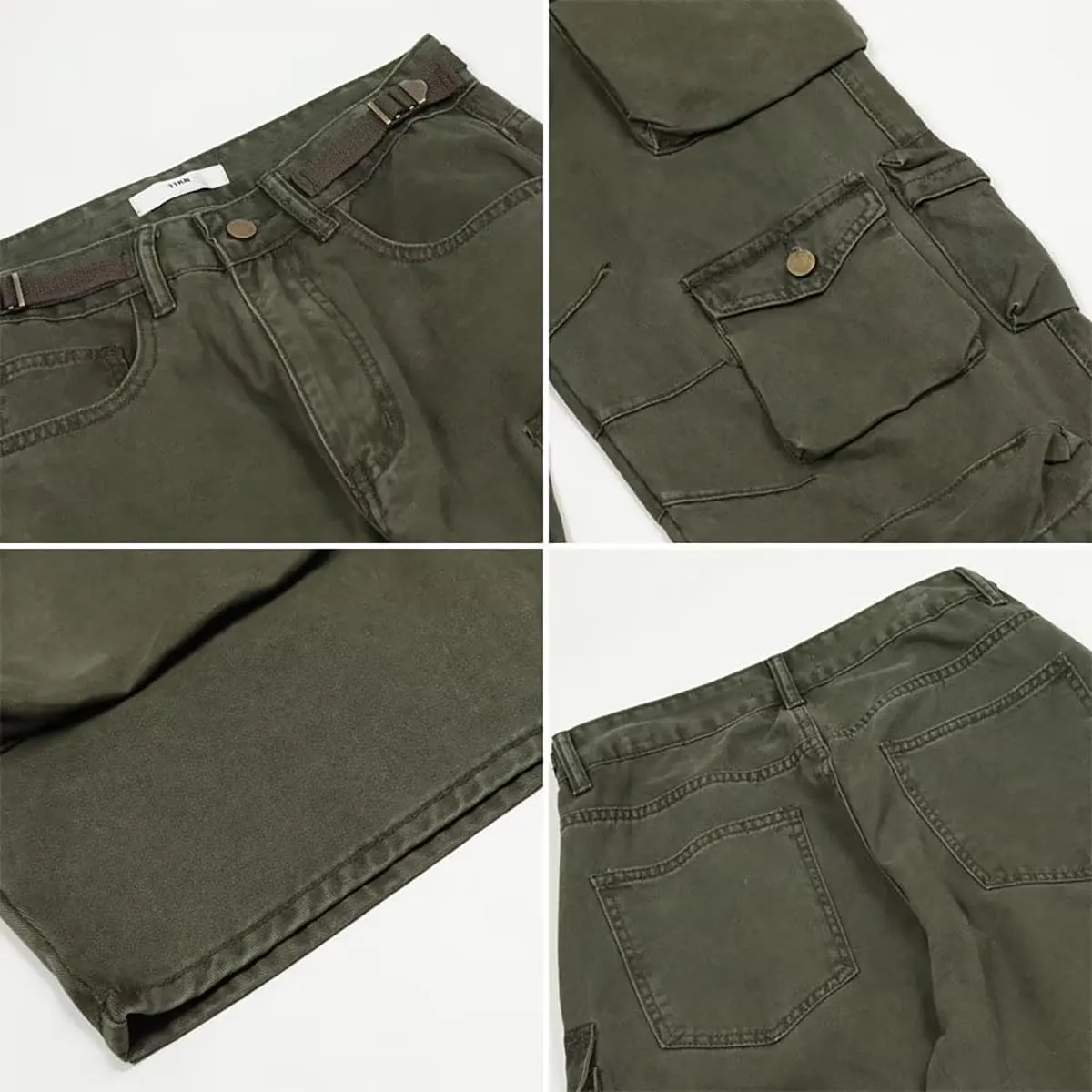 Gothic American Multi Pocket Work Pants, Women's Street Wide Leg Design, Versatile Trendy Casual Pants Hiphop