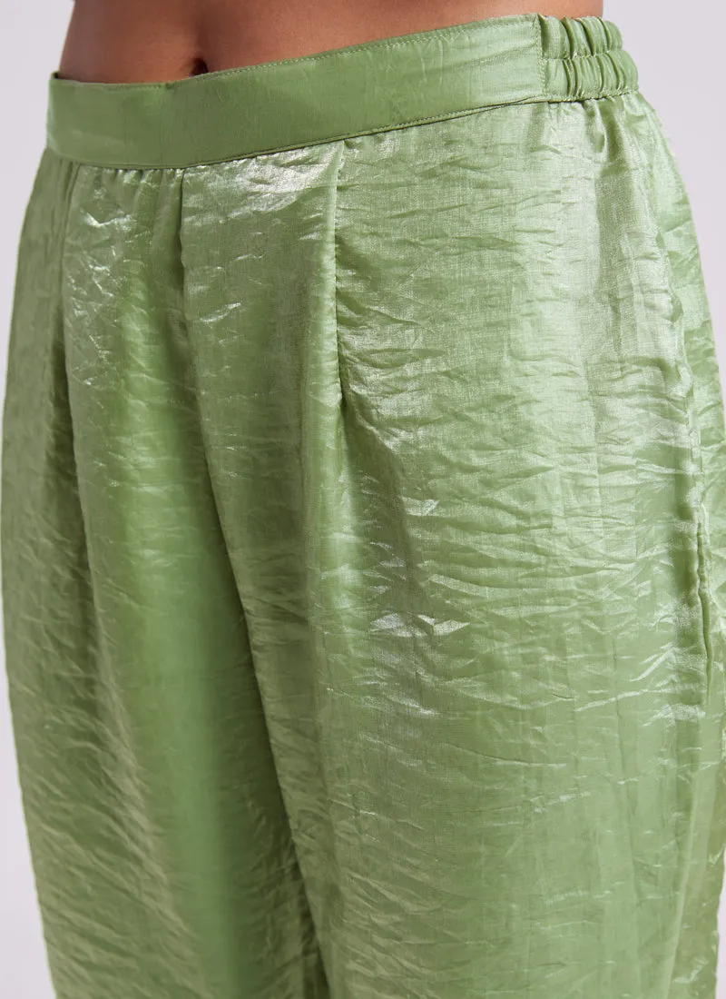Green Solid Pure Organza Straight Salwar Suit