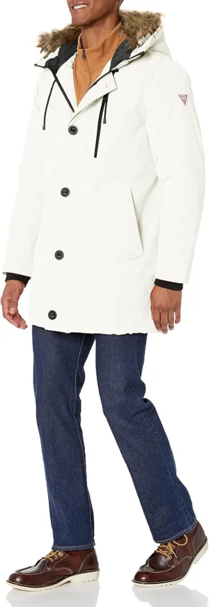 GUESS Men's Heavyweight Hooded Parka Jacket With Removable Faux Fur Trim