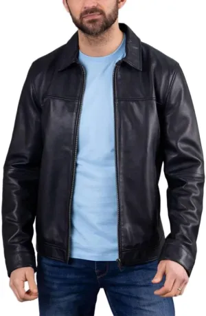 H&D Clothing Polo Collar Premium Leather Jacket Men Old School Style Everyday Wear Real Lambskin Mens Leather Jacket