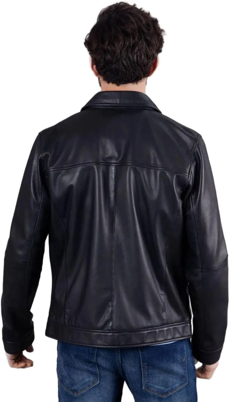 H&D Clothing Polo Collar Premium Leather Jacket Men Old School Style Everyday Wear Real Lambskin Mens Leather Jacket