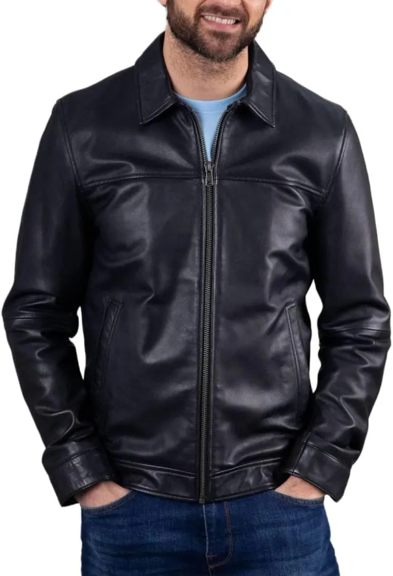 H&D Clothing Polo Collar Premium Leather Jacket Men Old School Style Everyday Wear Real Lambskin Mens Leather Jacket