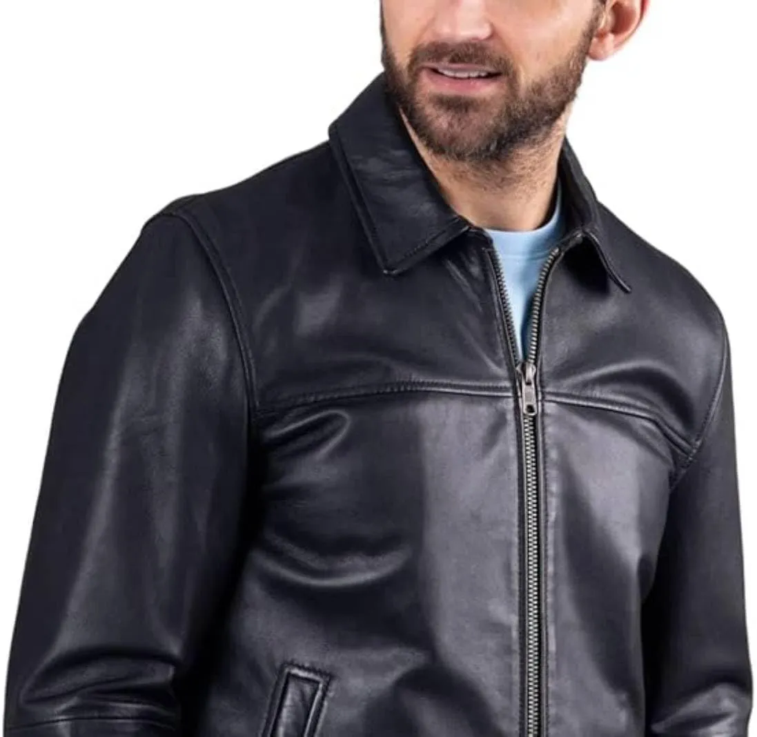 H&D Clothing Polo Collar Premium Leather Jacket Men Old School Style Everyday Wear Real Lambskin Mens Leather Jacket