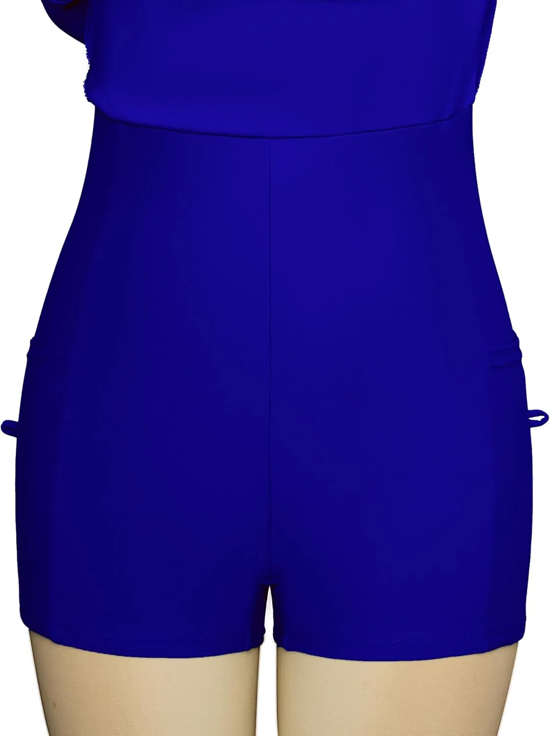 Hanna Nikole Women's One Piece Swimsuits Tummy Control Swimdress Color Block Bathing Suit Skirted Swimwear with Pockets