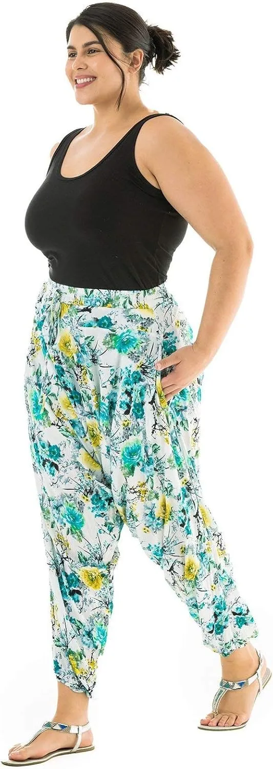 Harem Boho Cotton Summer Pants for Women, Loose Lightweight Pants for Women with Pockets, Womens Casual Beach and Yoga Pants