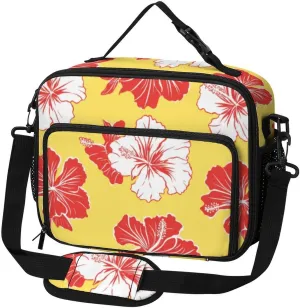 Hibiscus Flowers Large Insulated Lunch Bag Reusable Lunch Cooler Bags Tote for Work Picnic Outdoor
