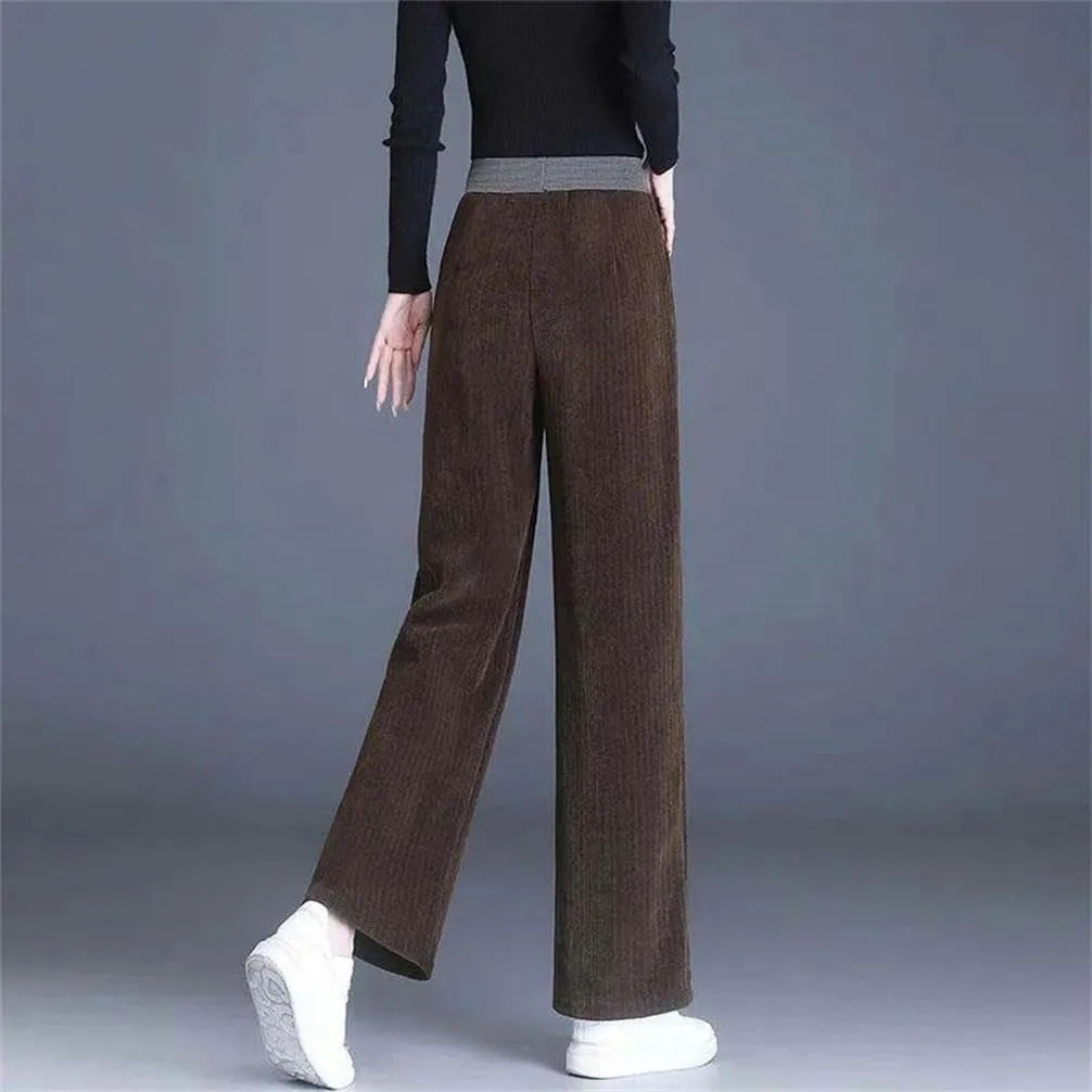 High Waist Wide-Leg Pants for Women Straight Solid Color Wide-Leg Pants Sports Stretch Spring and Autumn Trousers