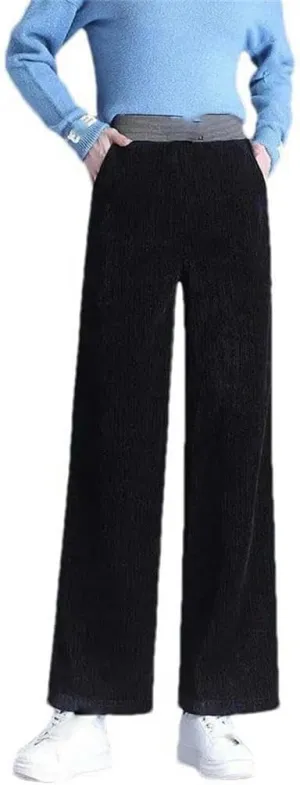 High Waist Wide-Leg Pants for Women Straight Solid Color Wide-Leg Pants Sports Stretch Spring and Autumn Trousers