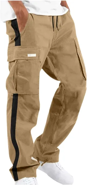 Hiking Pants for Men Stylish Splice Cargo Pants Multi-Pocket Straight Leg Cargo Trousers Relax Fit Workout Track Pant