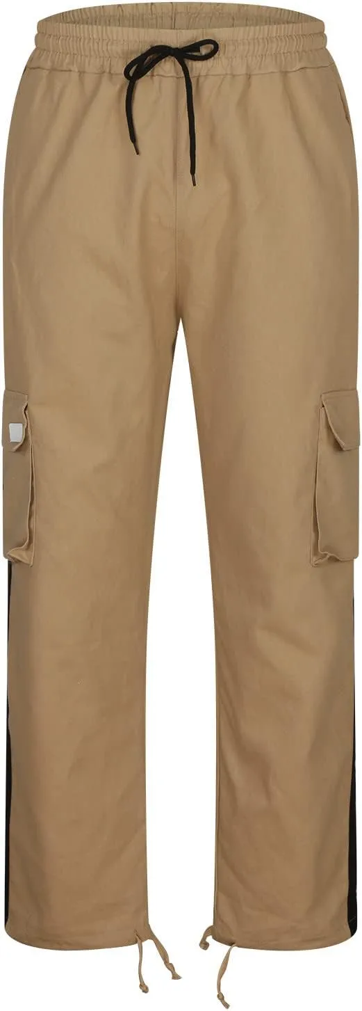 Hiking Pants for Men Stylish Splice Cargo Pants Multi-Pocket Straight Leg Cargo Trousers Relax Fit Workout Track Pant