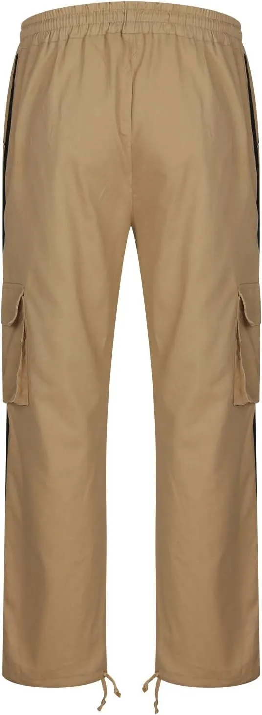 Hiking Pants for Men Stylish Splice Cargo Pants Multi-Pocket Straight Leg Cargo Trousers Relax Fit Workout Track Pant