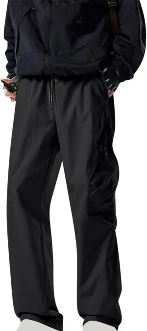 Hiking Pants for Mens Lightweight Quick Dry Waterproof Cargo Pants Drawstring Casual Outdoor Trousers Multi Pockets