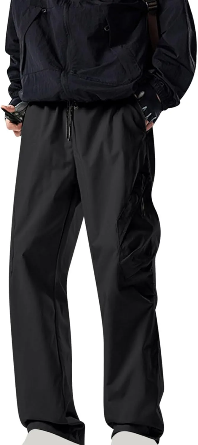 Hiking Pants for Mens Lightweight Quick Dry Waterproof Cargo Pants Drawstring Casual Outdoor Trousers Multi Pockets