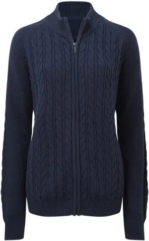 Hongqizo Women's Zipper Cable Knit Sweater Cardigan Long Sleeve Open Front Warm Knit Cardigan Casual Cardigan Knitwear