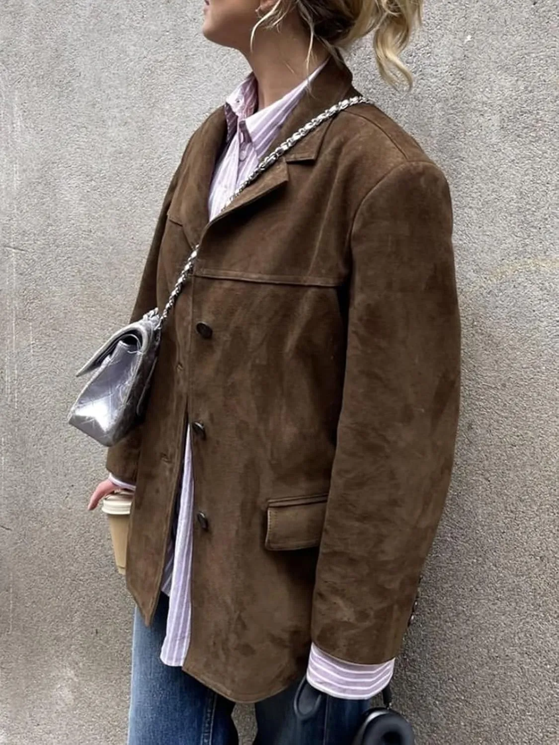 HOTIAN Women Suede Jacket Outerwear Y2k Faux Leather Jacket Old Money Aesthetic Vintage Leather Winter Coat