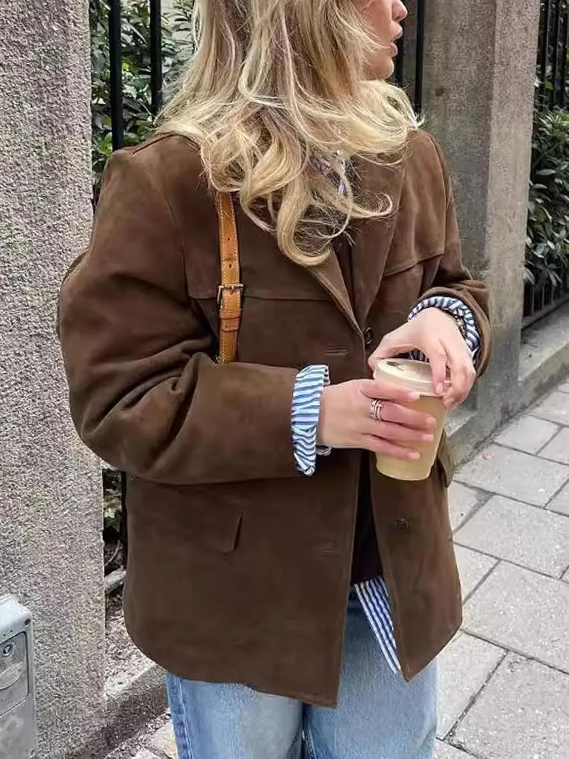 HOTIAN Women Suede Jacket Outerwear Y2k Faux Leather Jacket Old Money Aesthetic Vintage Leather Winter Coat