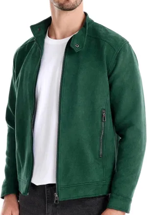 Hulpvktsgiq Men's Casual Suede Bomber Jacket Outerwear Full Zip Up Jackets Vintage Faux Leather Varsity Jacket