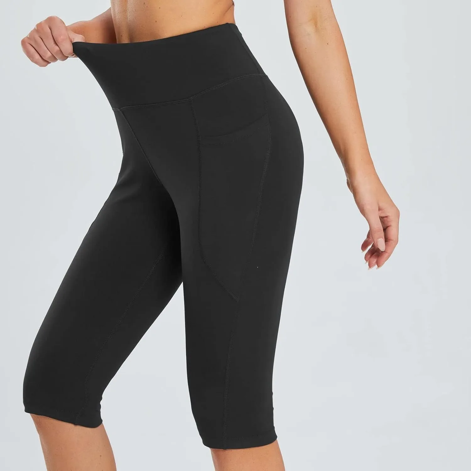 Hvyesh Womens High Waisted Yoga Capri Leggings Tummy Control Stretchy Pants Workout Shorts Gym Active Exercise