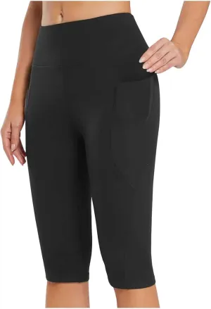 Hvyesh Womens High Waisted Yoga Capri Leggings Tummy Control Stretchy Pants Workout Shorts Gym Active Exercise